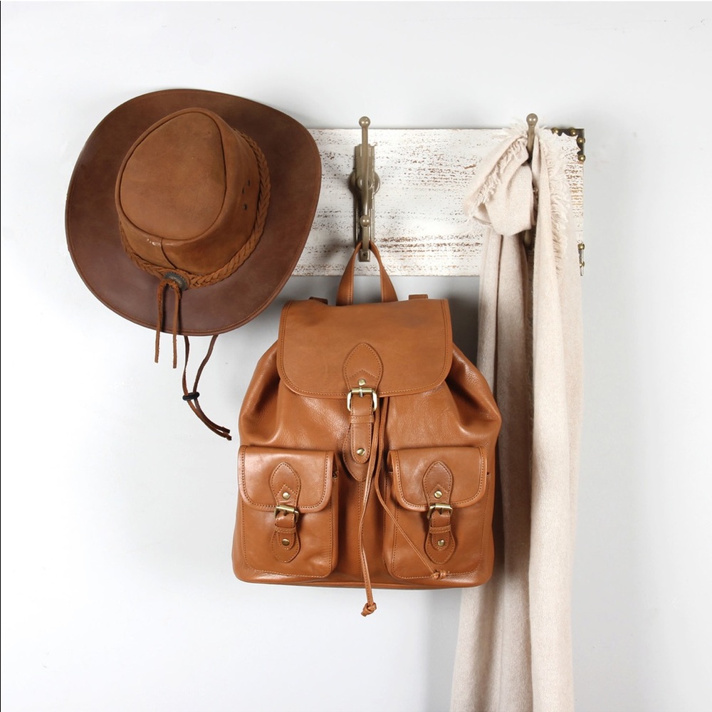 NWT Nina Leather Pocket Backpack in Caramel Tan